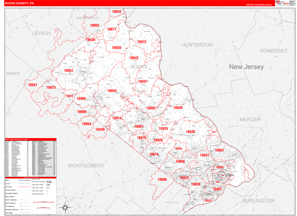 Bucks County Zip Code Map – Map Vector