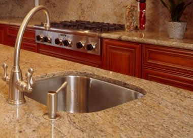 Granite countertops in kitchen