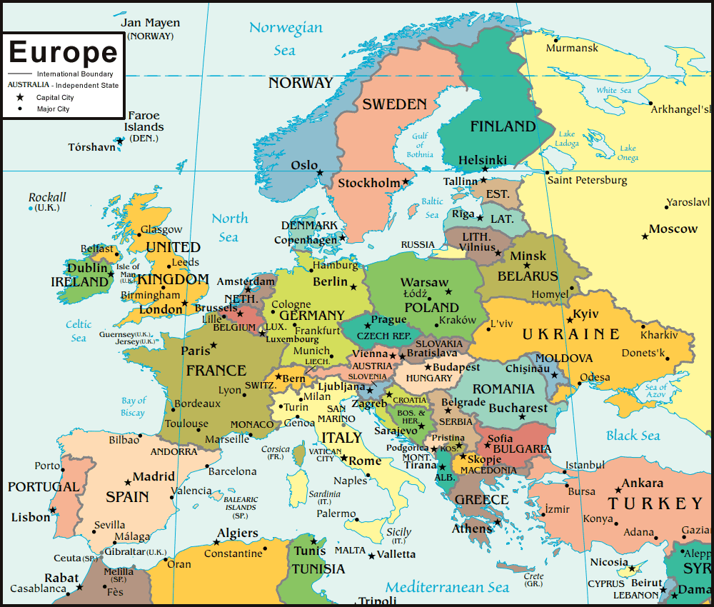 Europe Map and Satellite Image