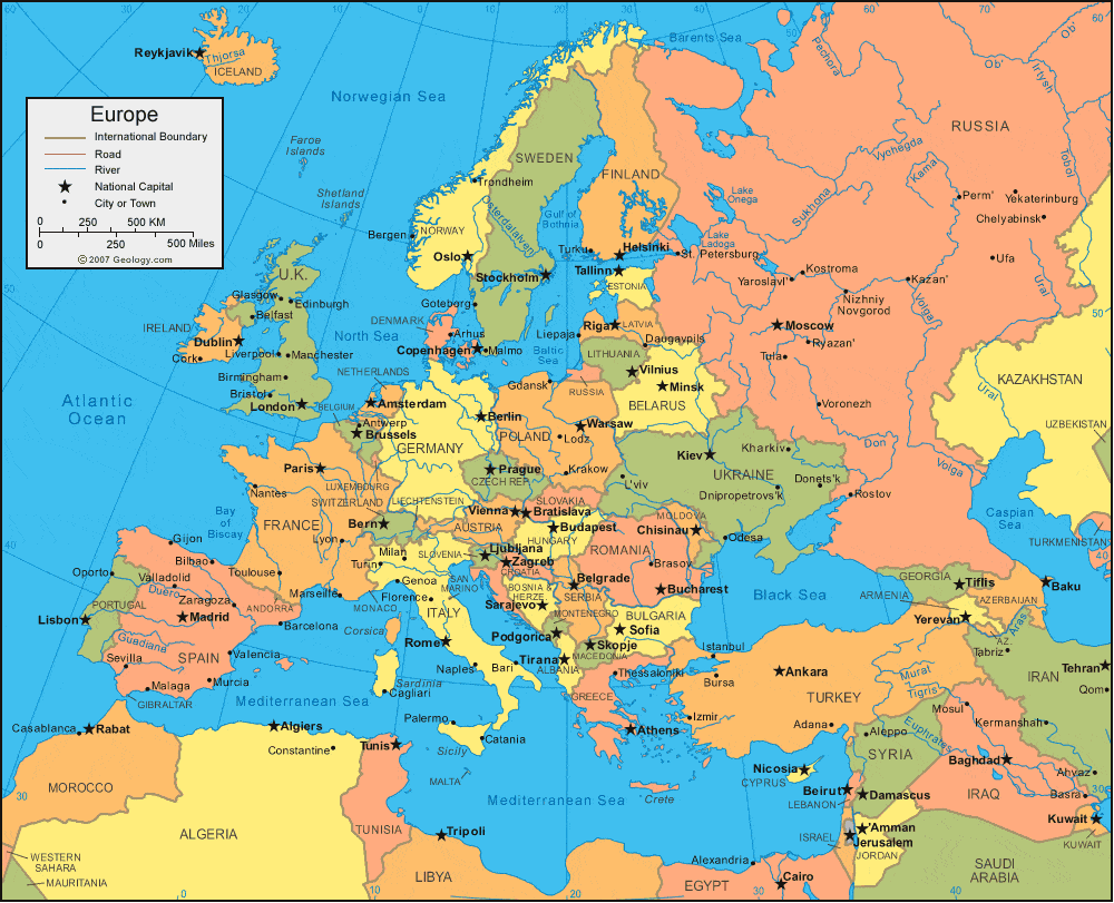 Europe Map and Satellite Image