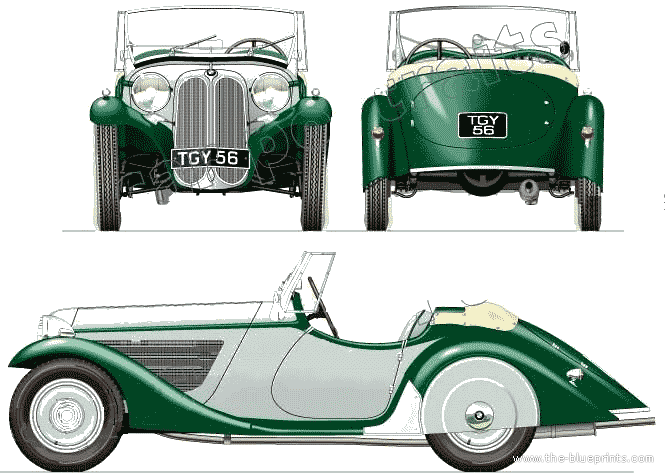 1934 BMW 315 Roadster blueprints free - Outlines