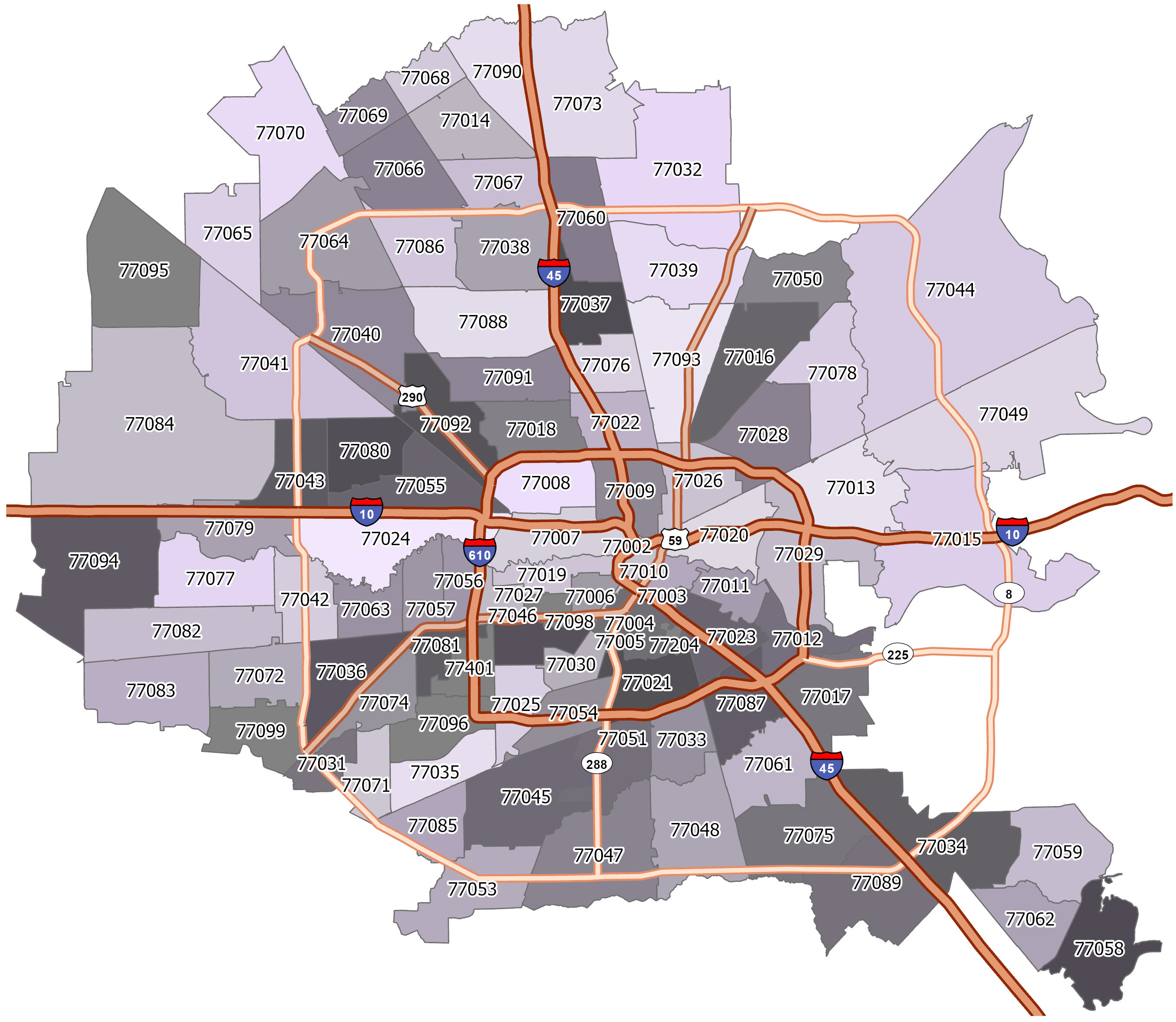 Zip Code Map Of Houston Tx - Show Me The United States Of America Map