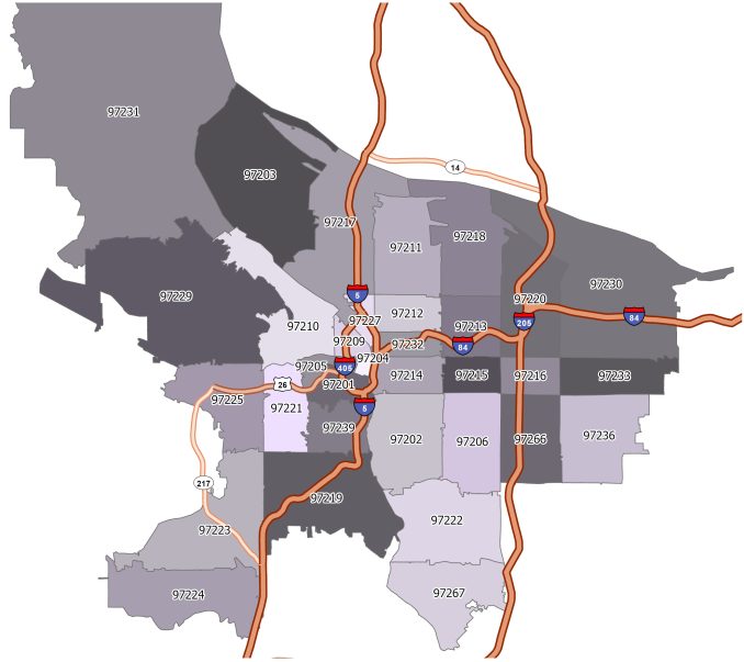 Portland Zip Code Map - GIS Geography