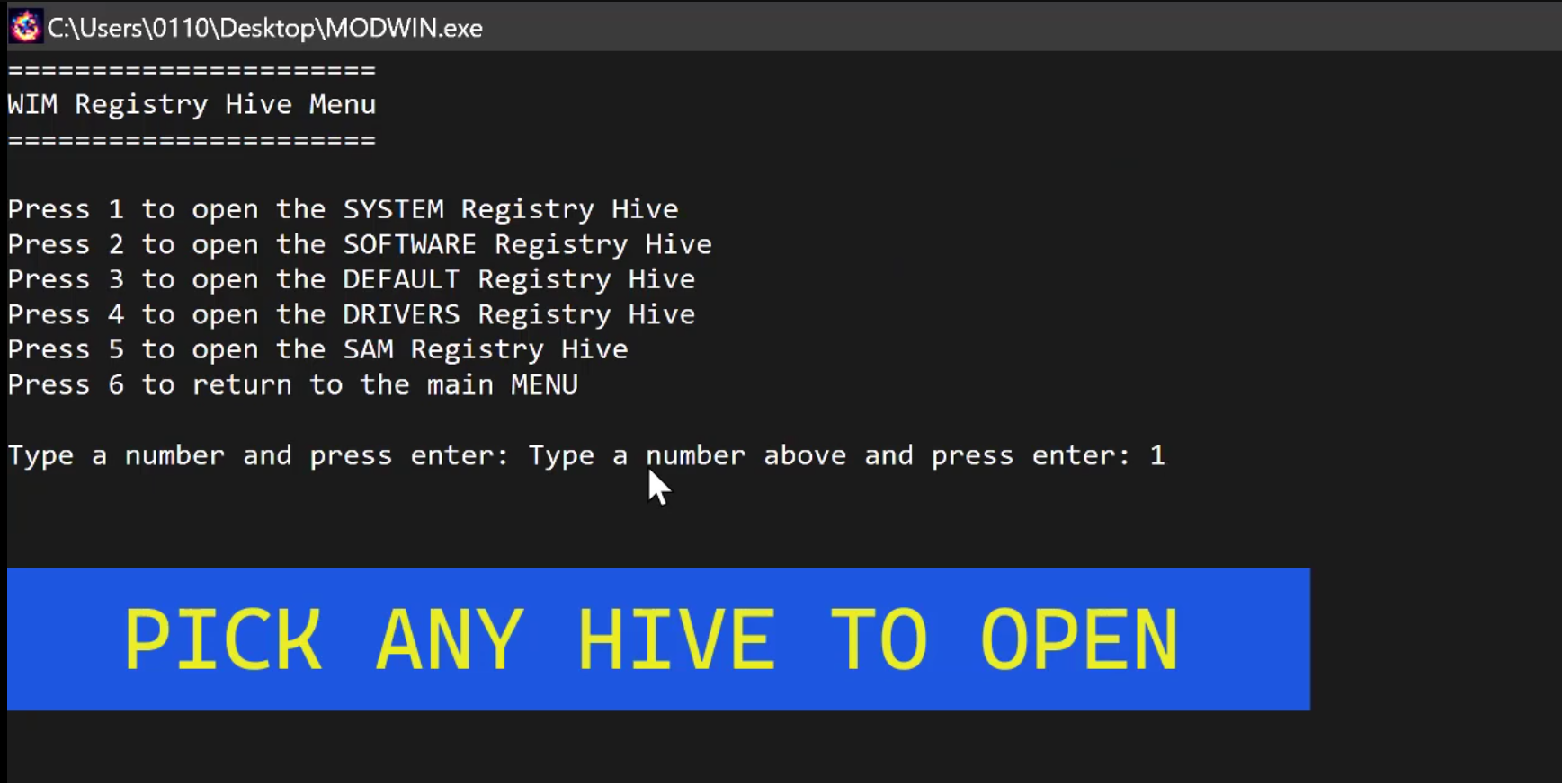 WIM Registry Menu