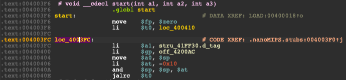 mipscoder start disassembled