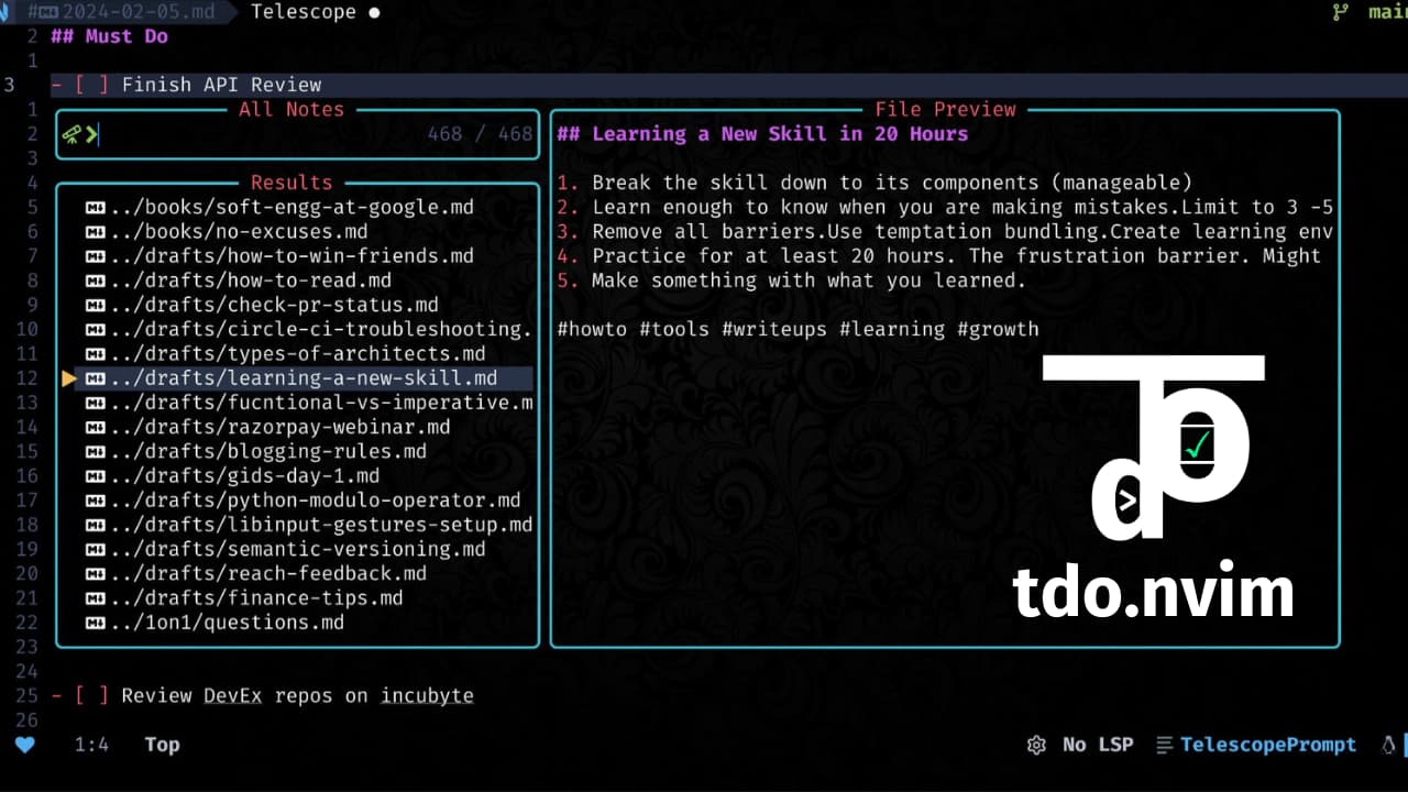 tdo.nvim in action