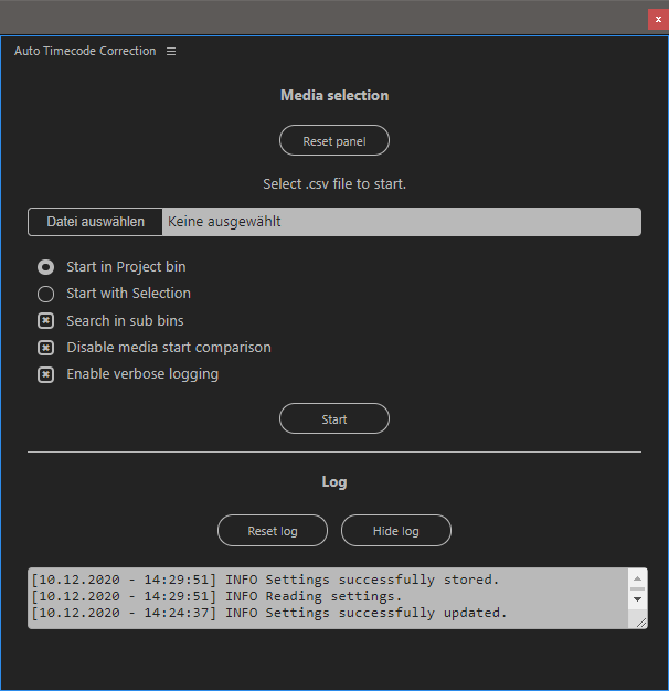 Panel with logging enabled