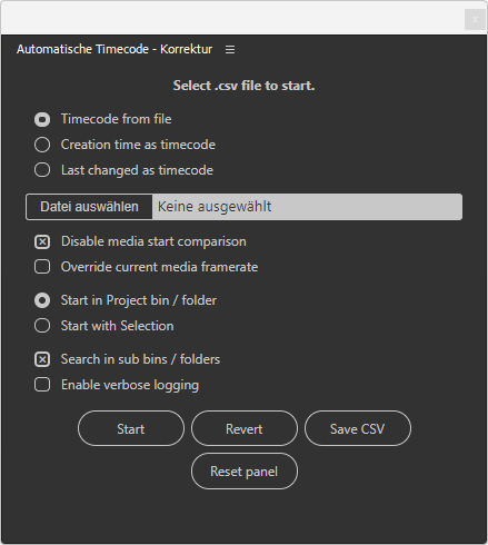 Correction panel with csv input in Bridge