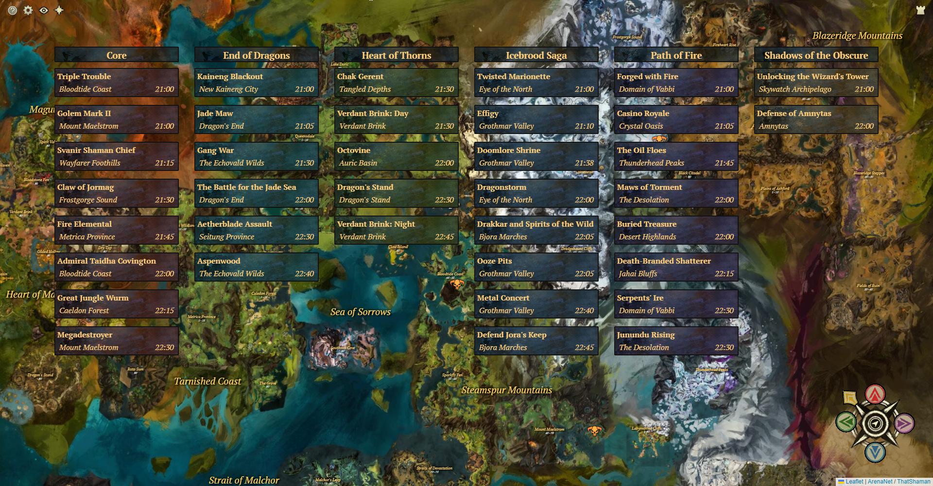 Tyria World Bosses Table