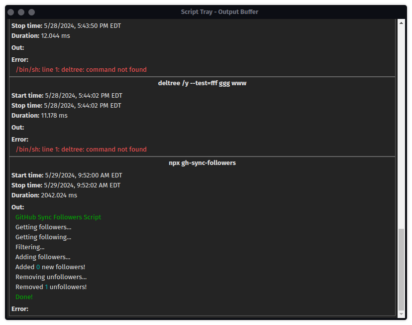 View previously ran commands via an output buffer