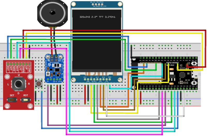 Breadboard scheme with 5 way joystick