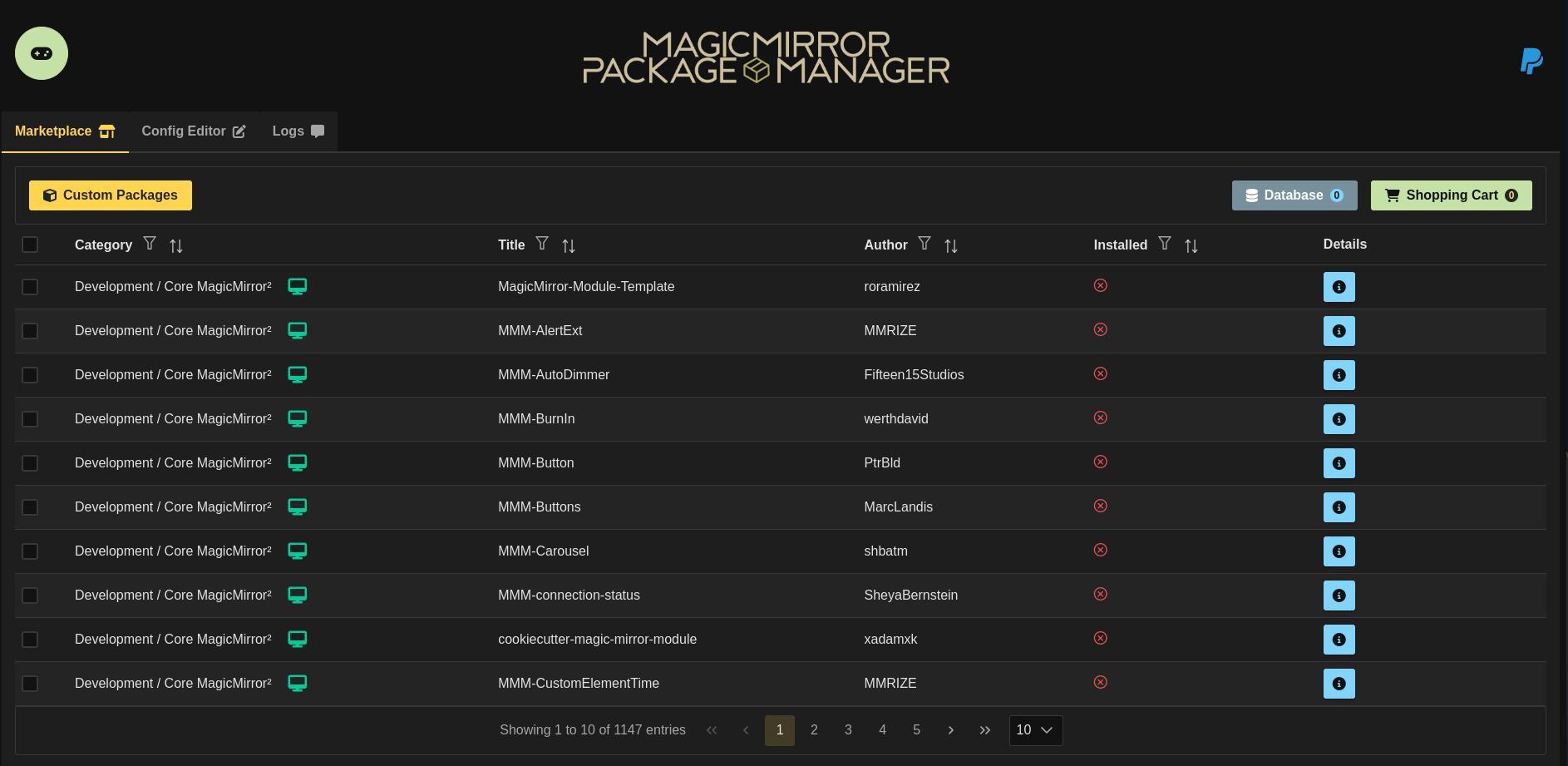 MagicMirror Package Manager