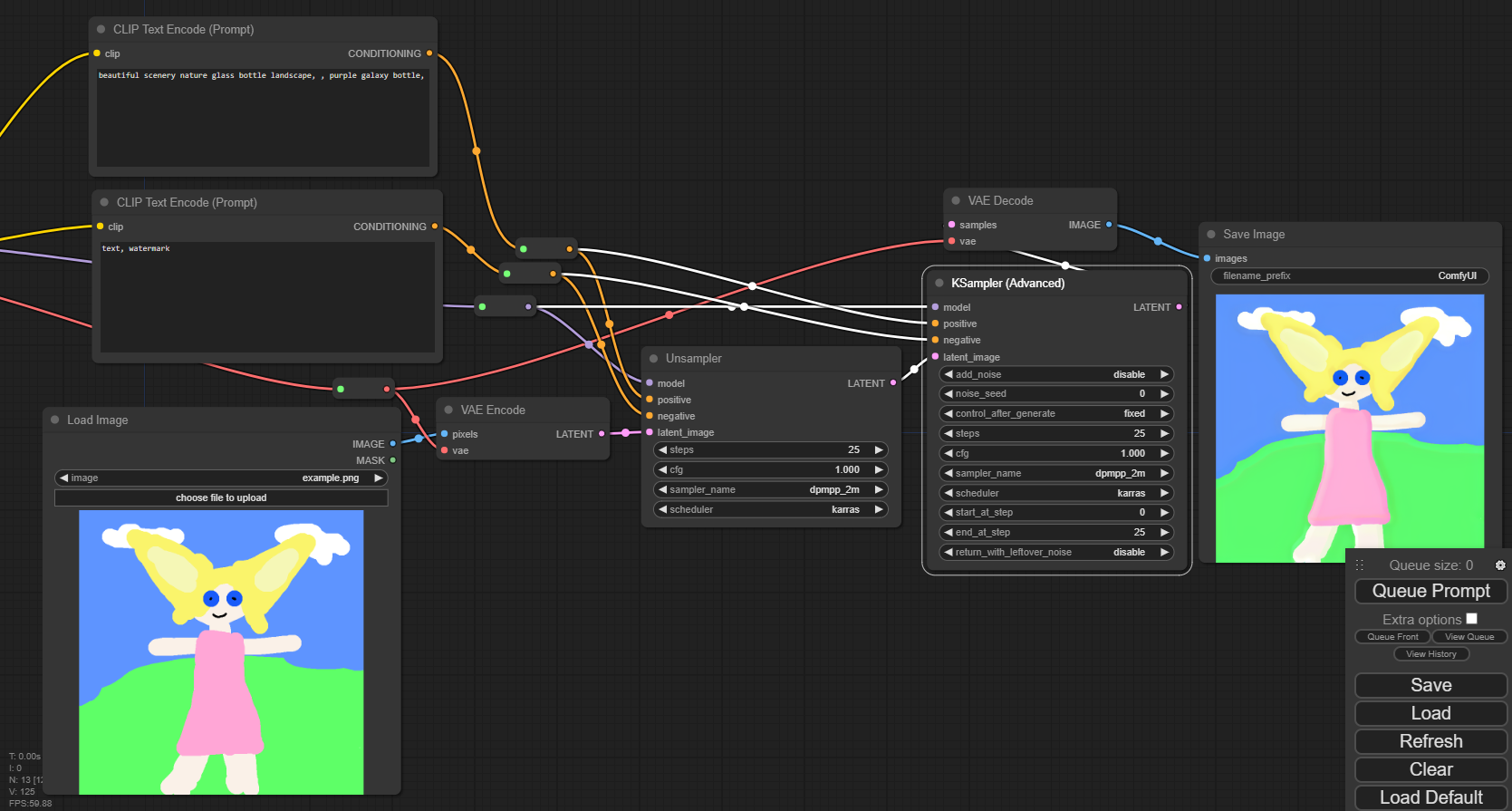 screenshot of a workflow that demos generating small variations to a given seed