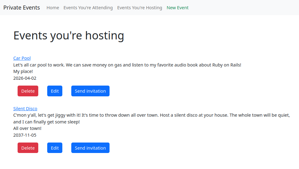 Events You're Hosting