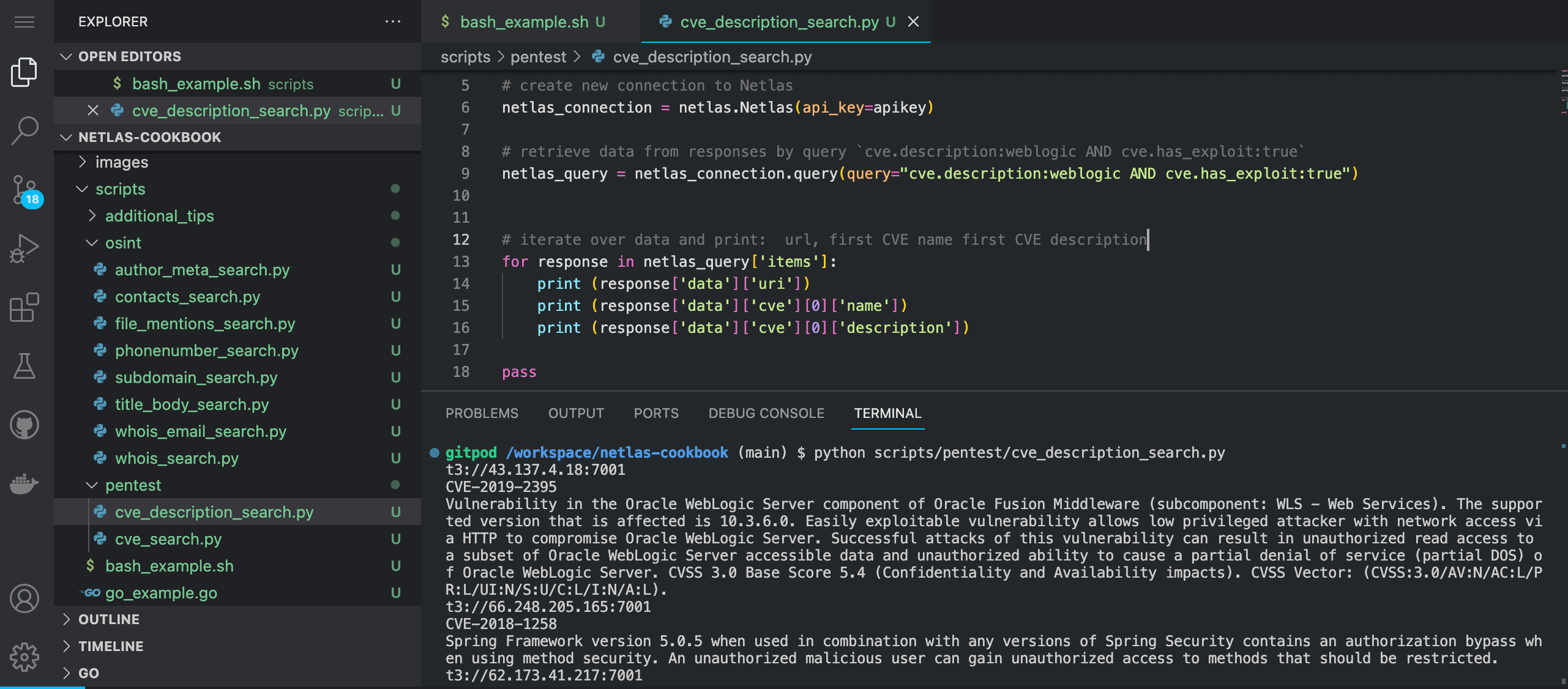 CVE description search Python