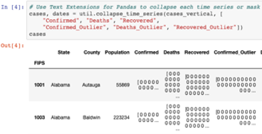 Represent an entire time series in a single DataFrame cell