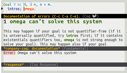 Documentation for (documented) error messages