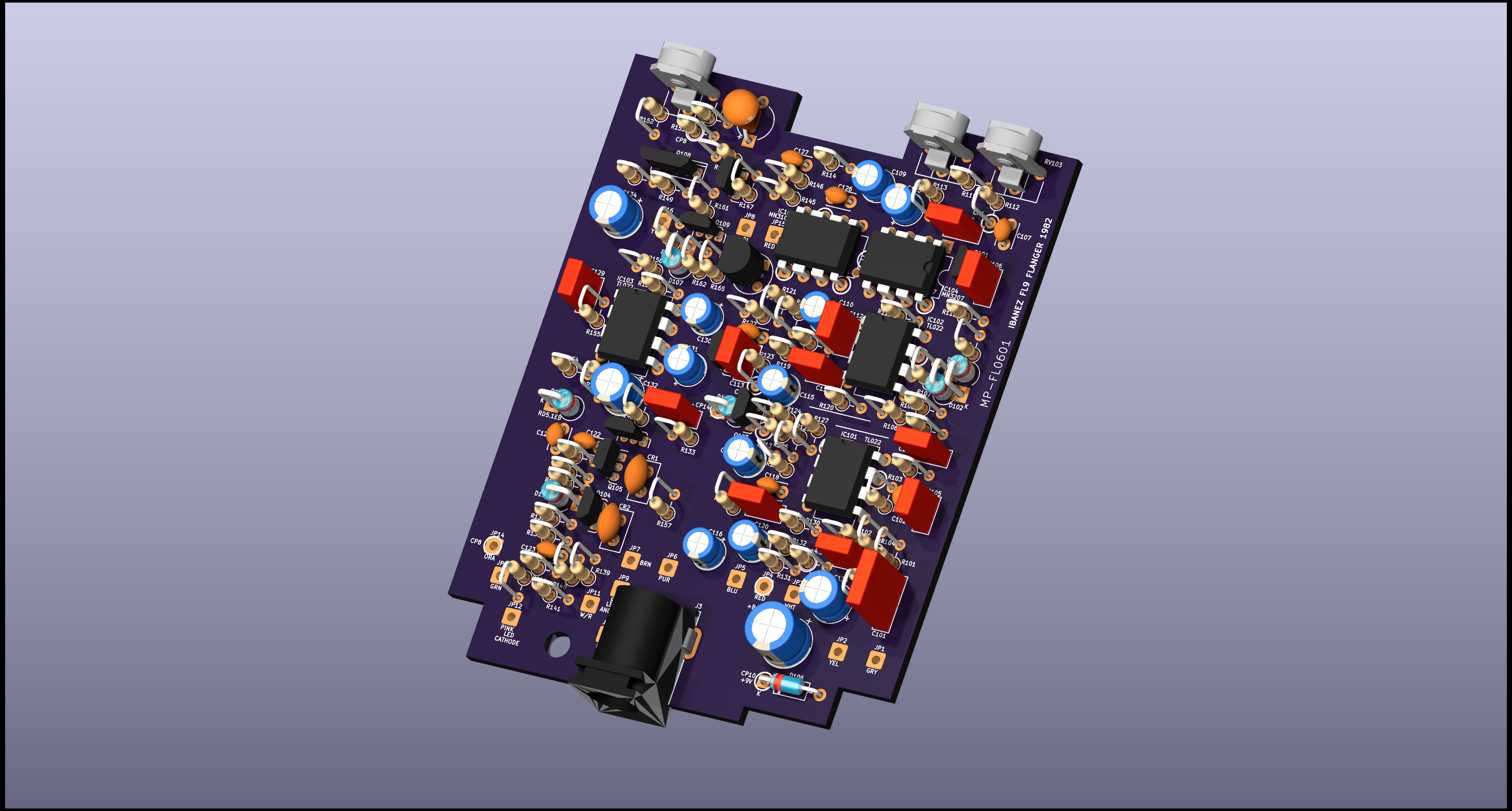 PCB 3D rendered view