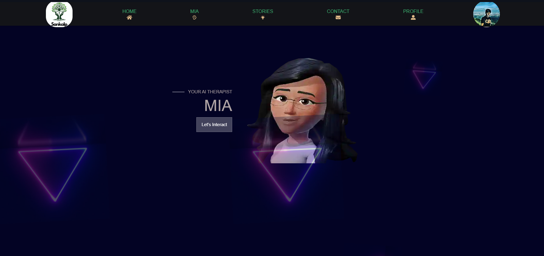 Mia landing page