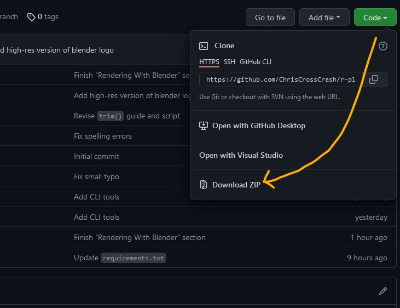 How to download the repository as a zip file