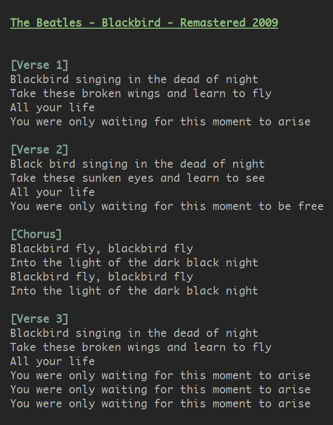 lyrics example