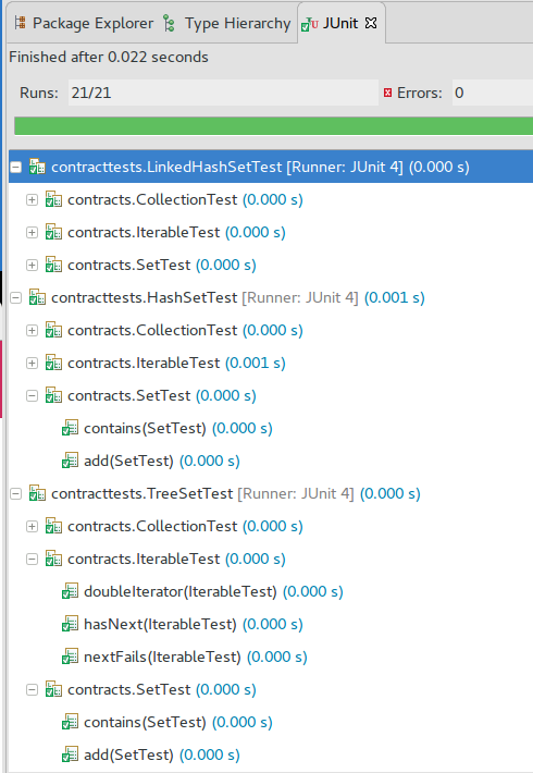 Screenshot of junit-contracts in Eclipse