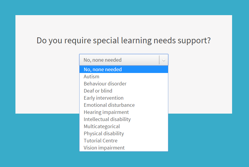 Screenshot of support screen