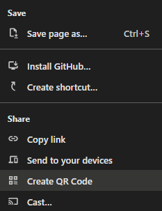 Chrome Options Menu > Click and Share Menu