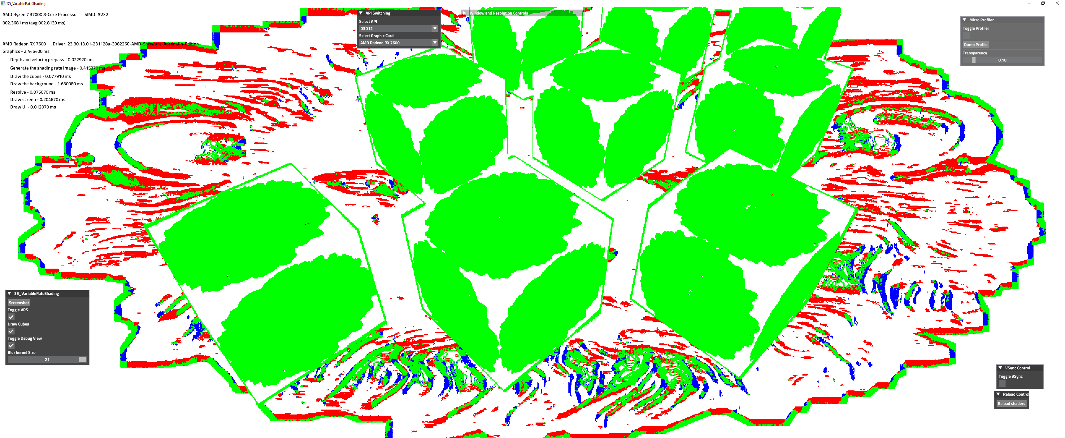 Variable Rate Shading Debug