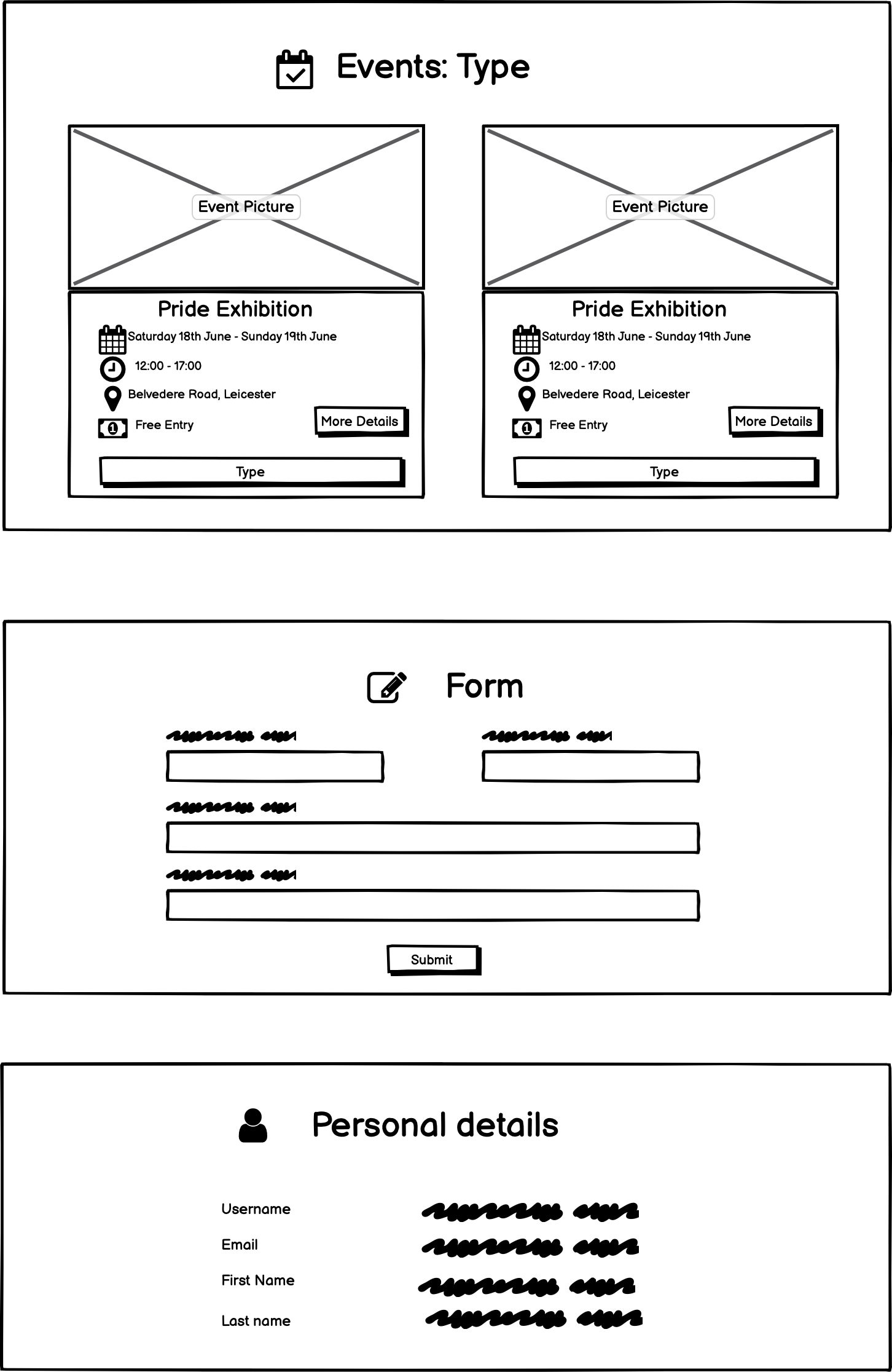 Profile page reusable cards