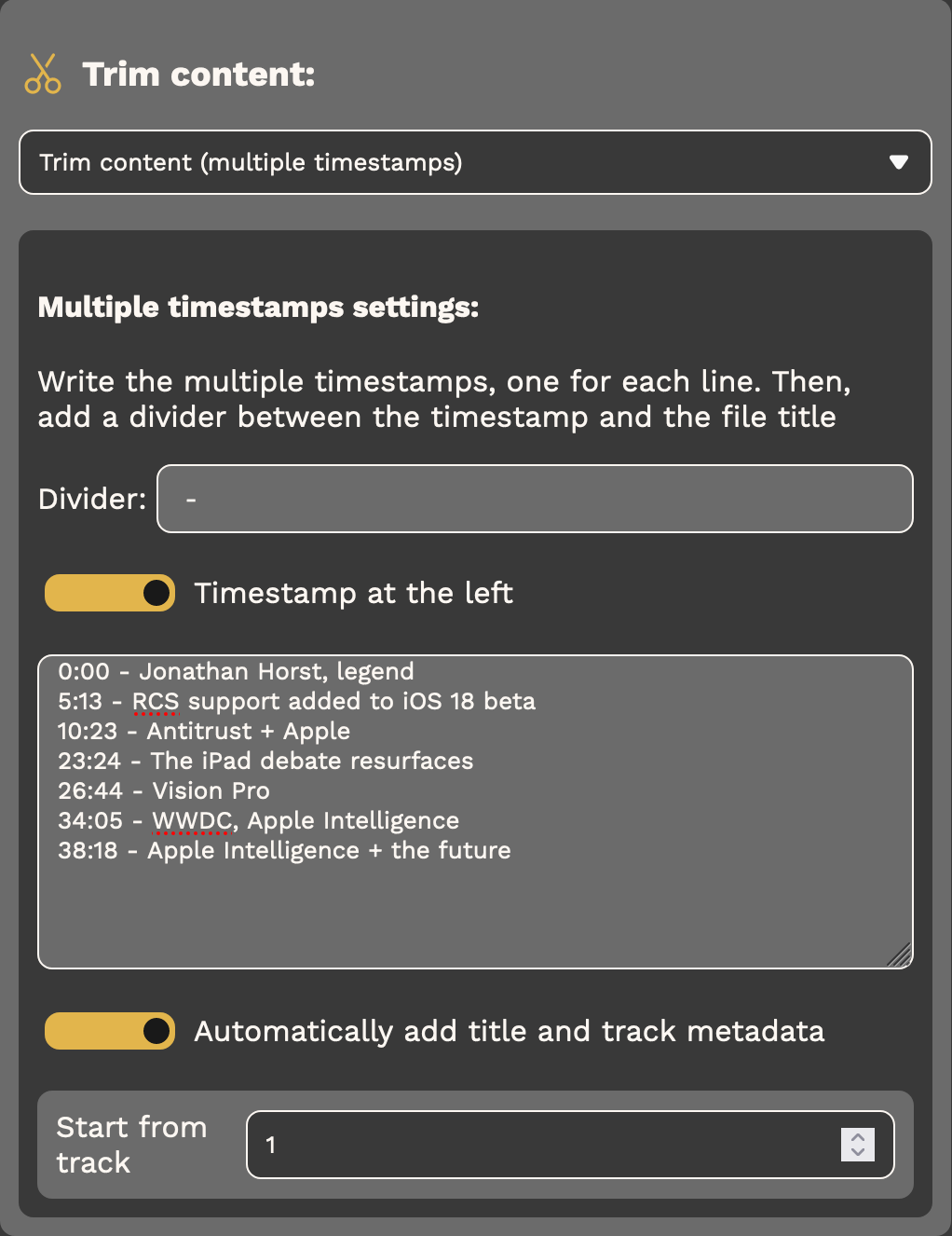 Multiple timestamps UI