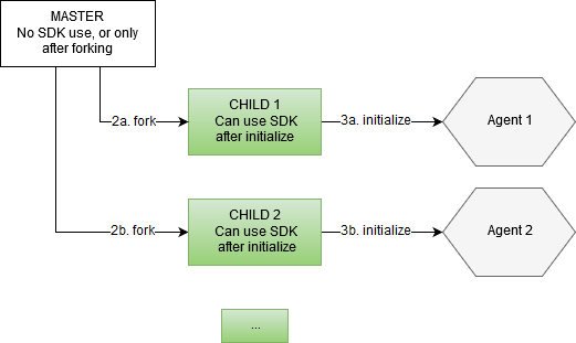 Diagram showing how to initialize the SDK only in the child processes