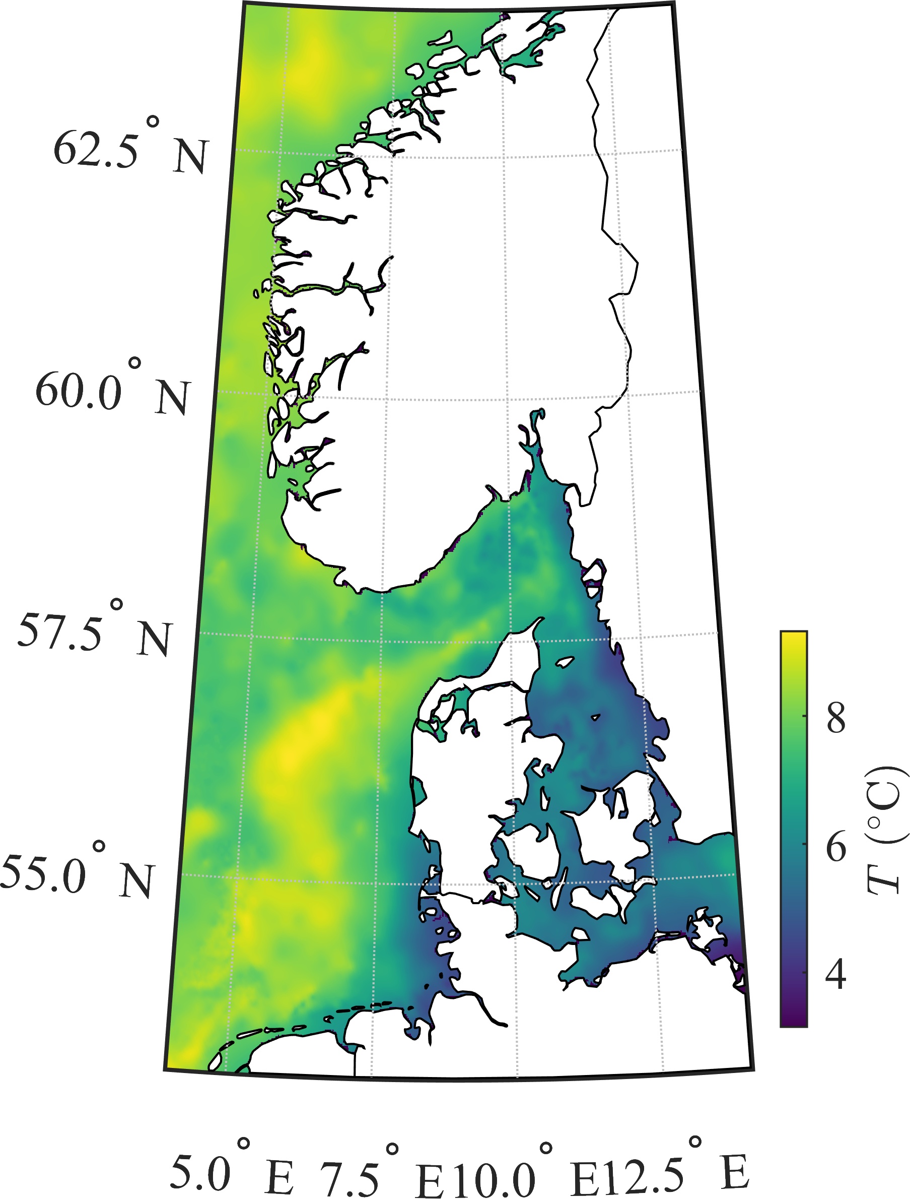 SST map of the North Sea
