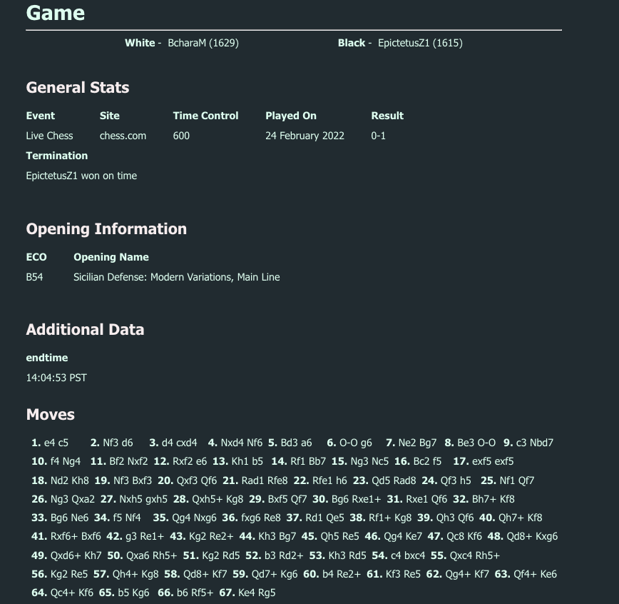 game page