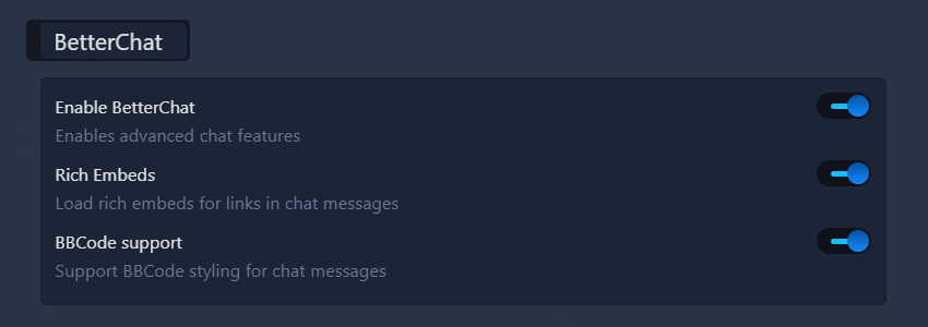 BetterChat Settings