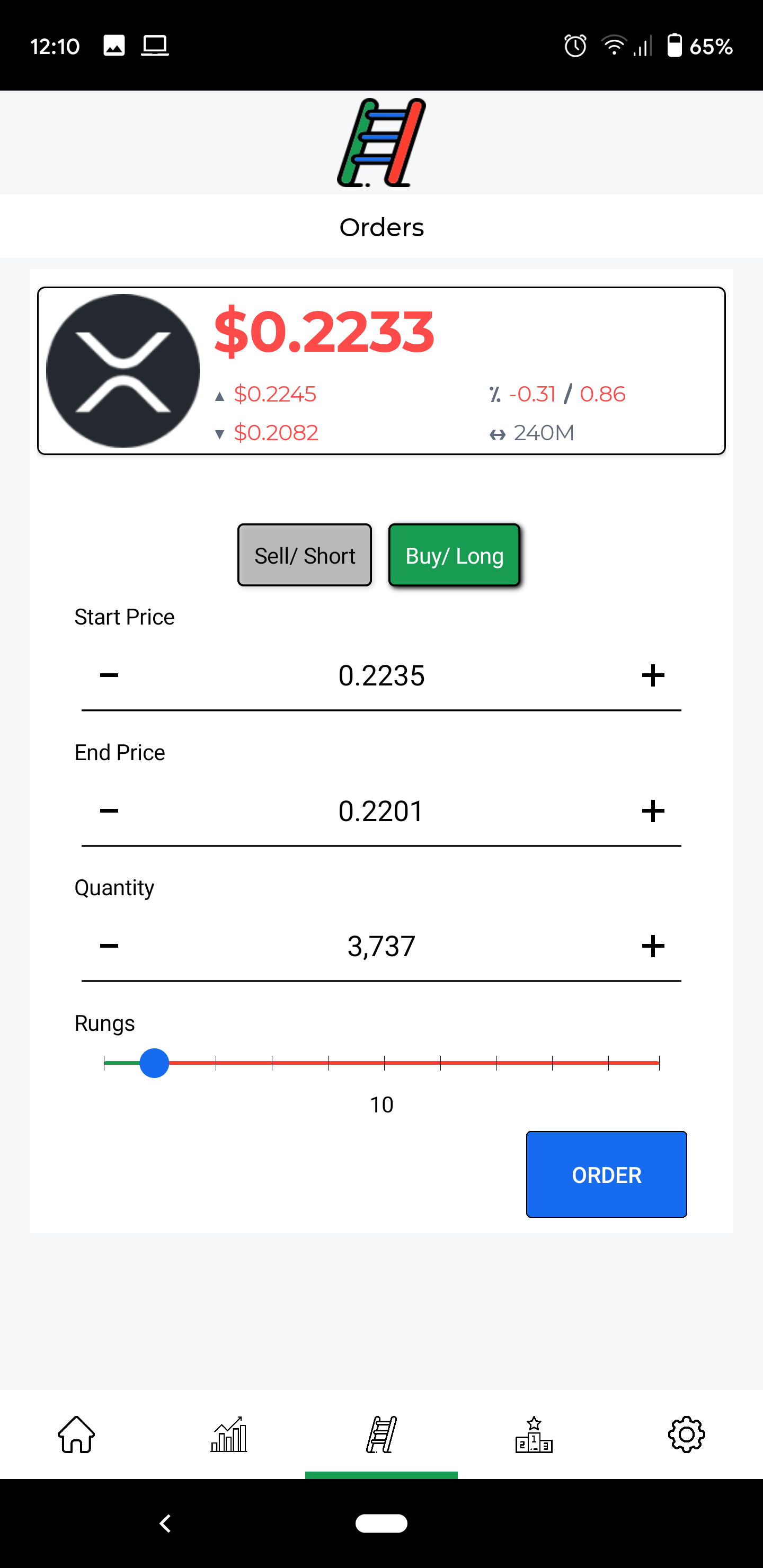 Order view - form filled