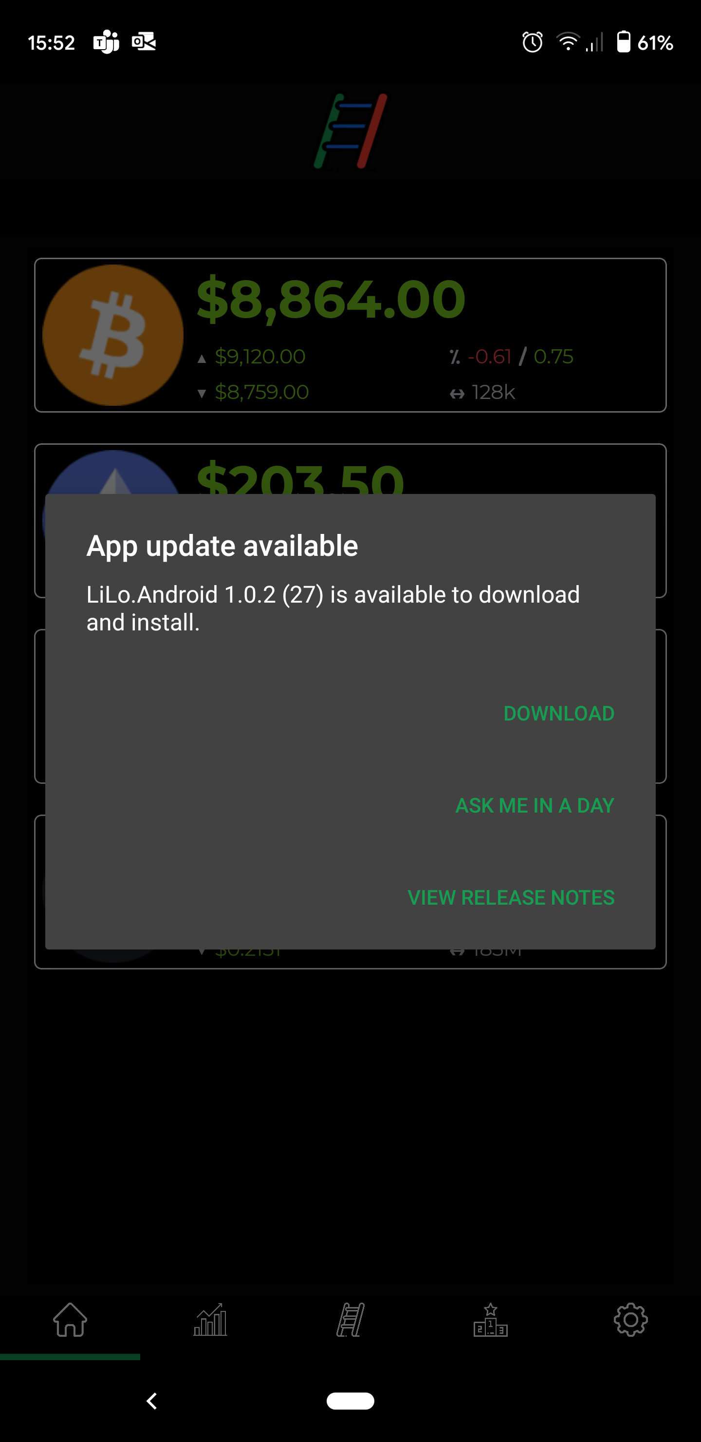 Update notification view