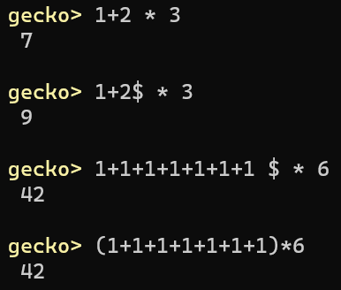 Haskell-like $ operator