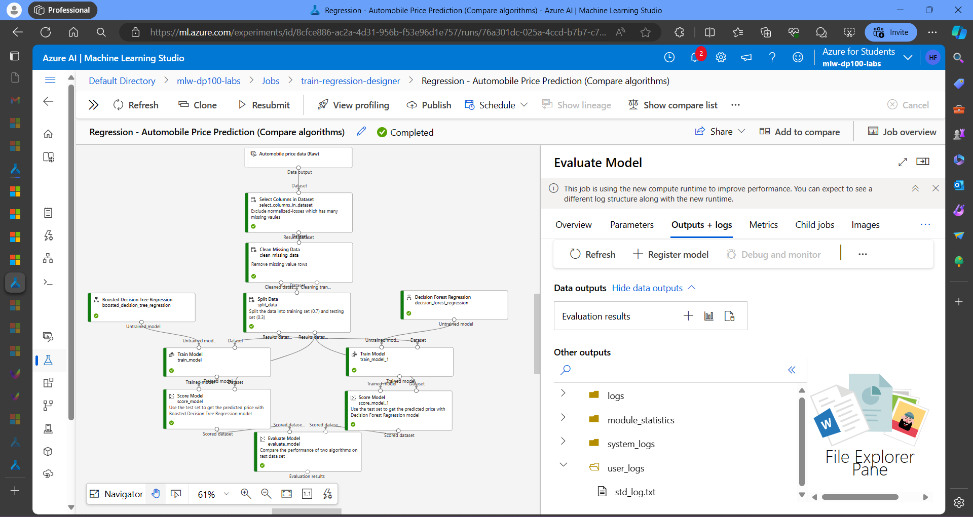 Evaluated Model Outputs and Logs