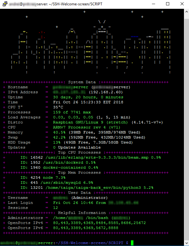 SSH-Welcome-screen