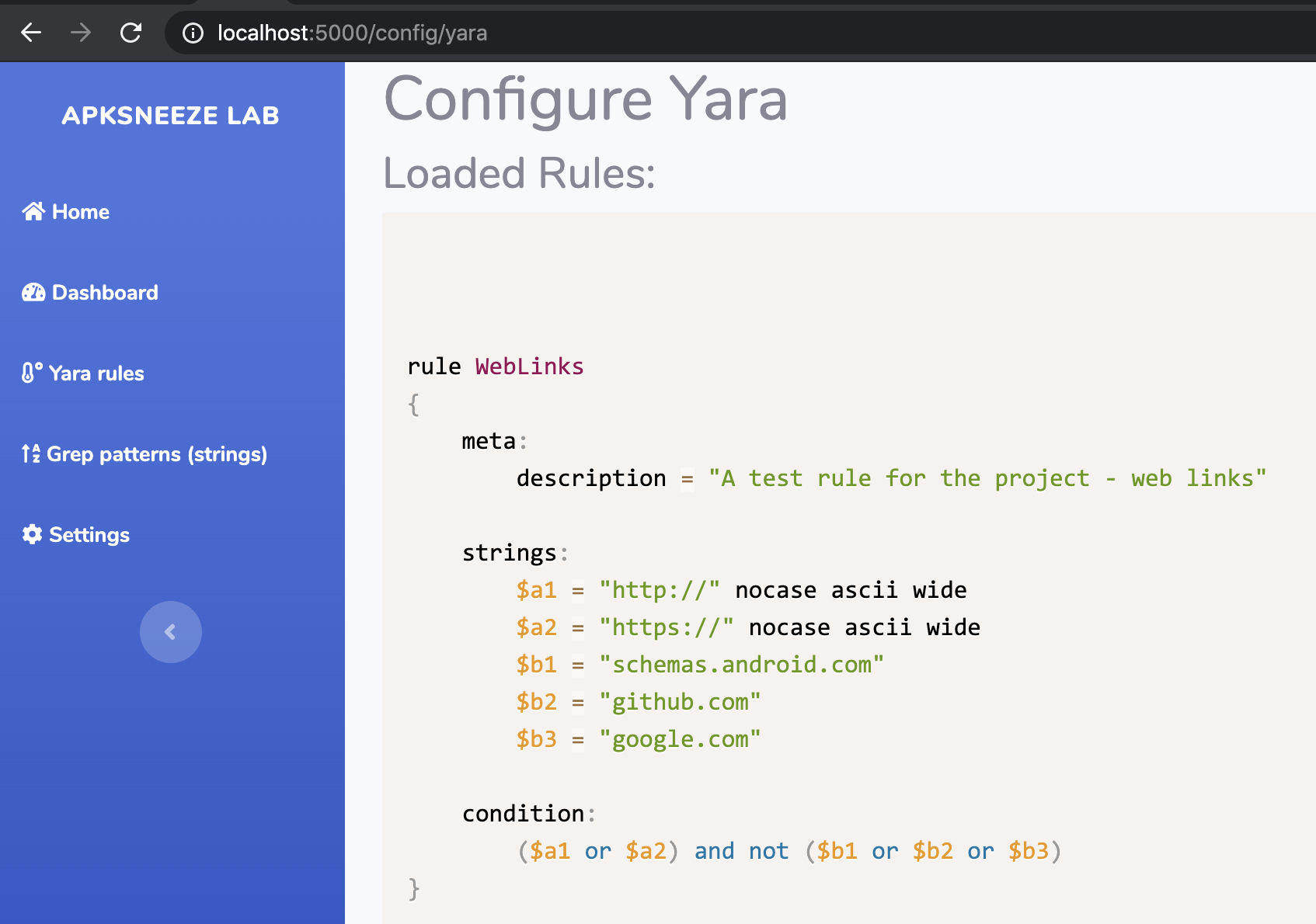 rule configuration