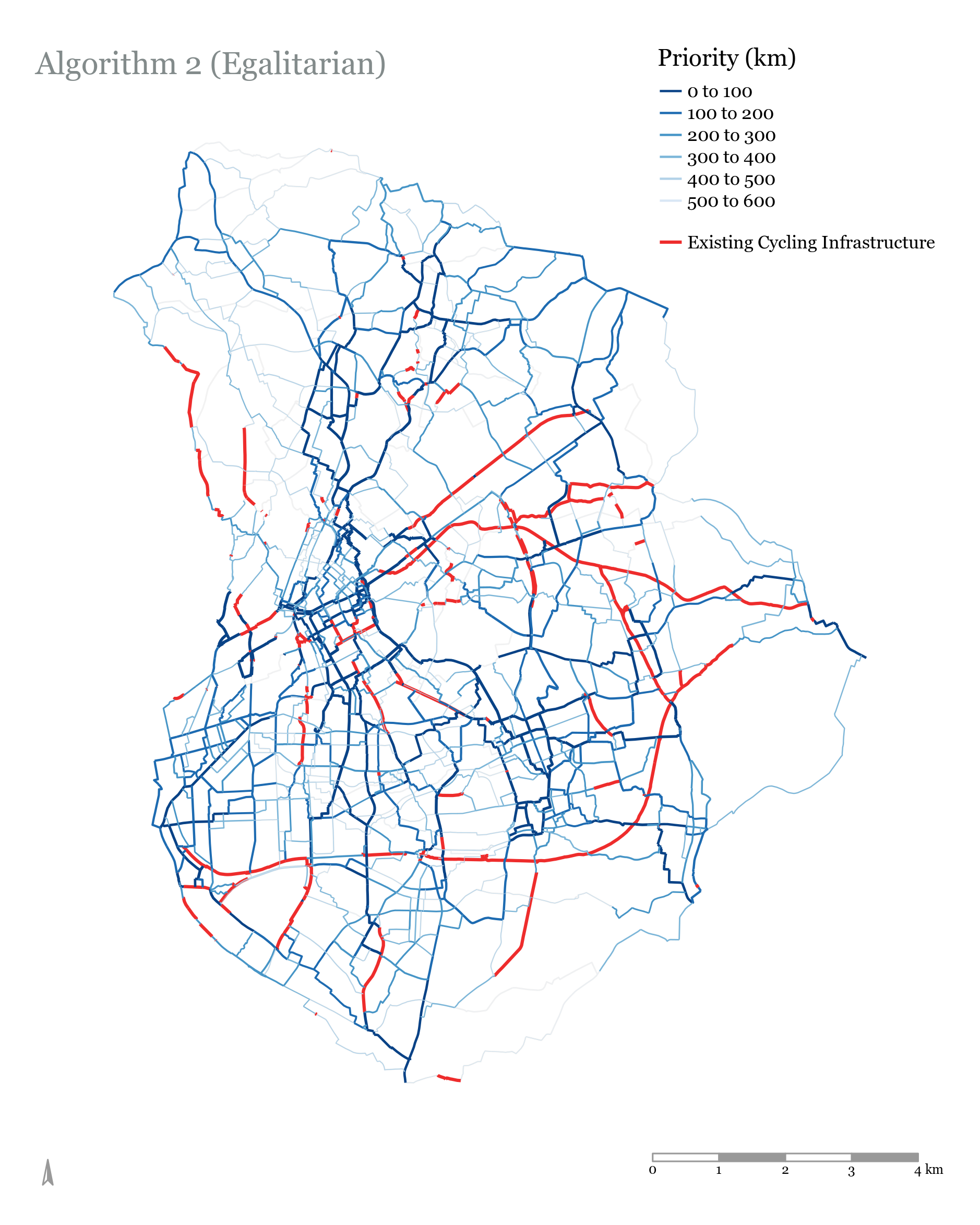 Road segment priority (left), disaggregated by road type (right) - egalitarian growth