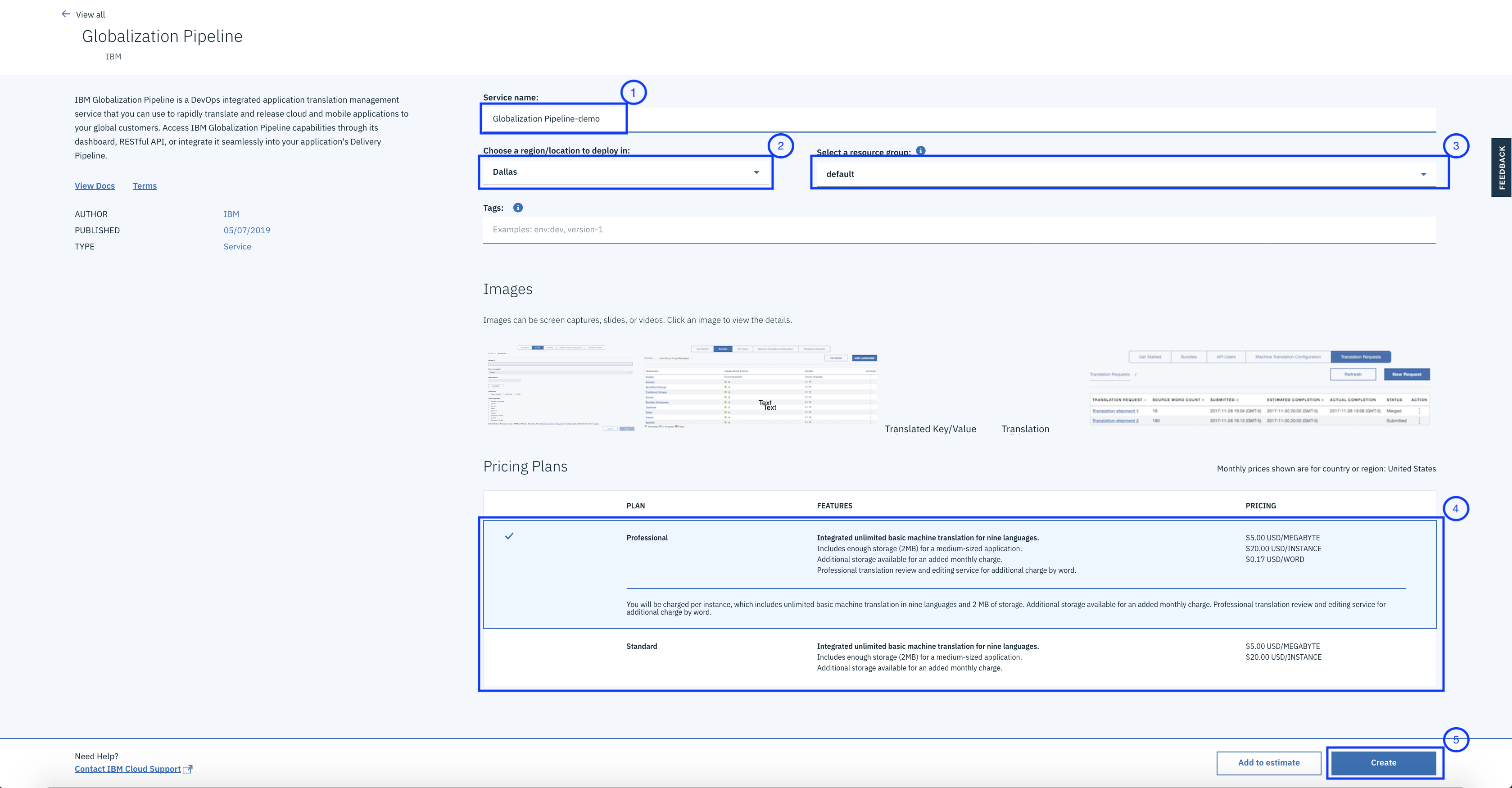 IBM Cloud Catalog Entry