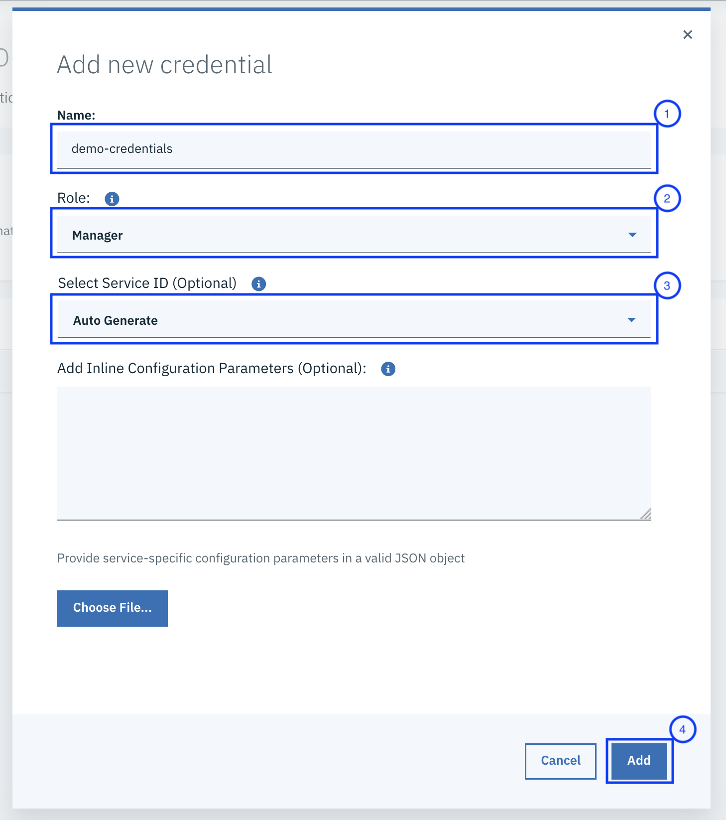 Credentials Modal