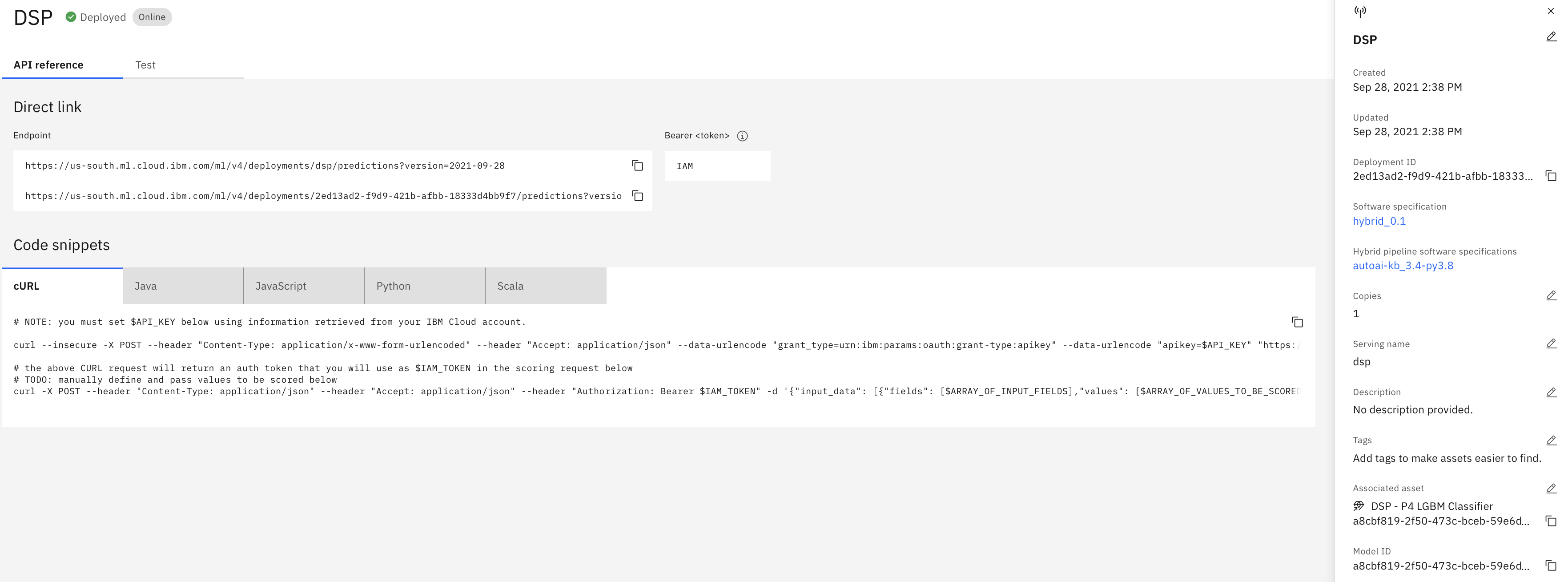 Deployment API reference