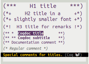 Special syntax for titles in comments