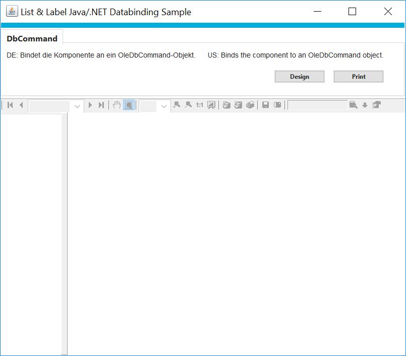 combit List & Label Java Sample Main Window