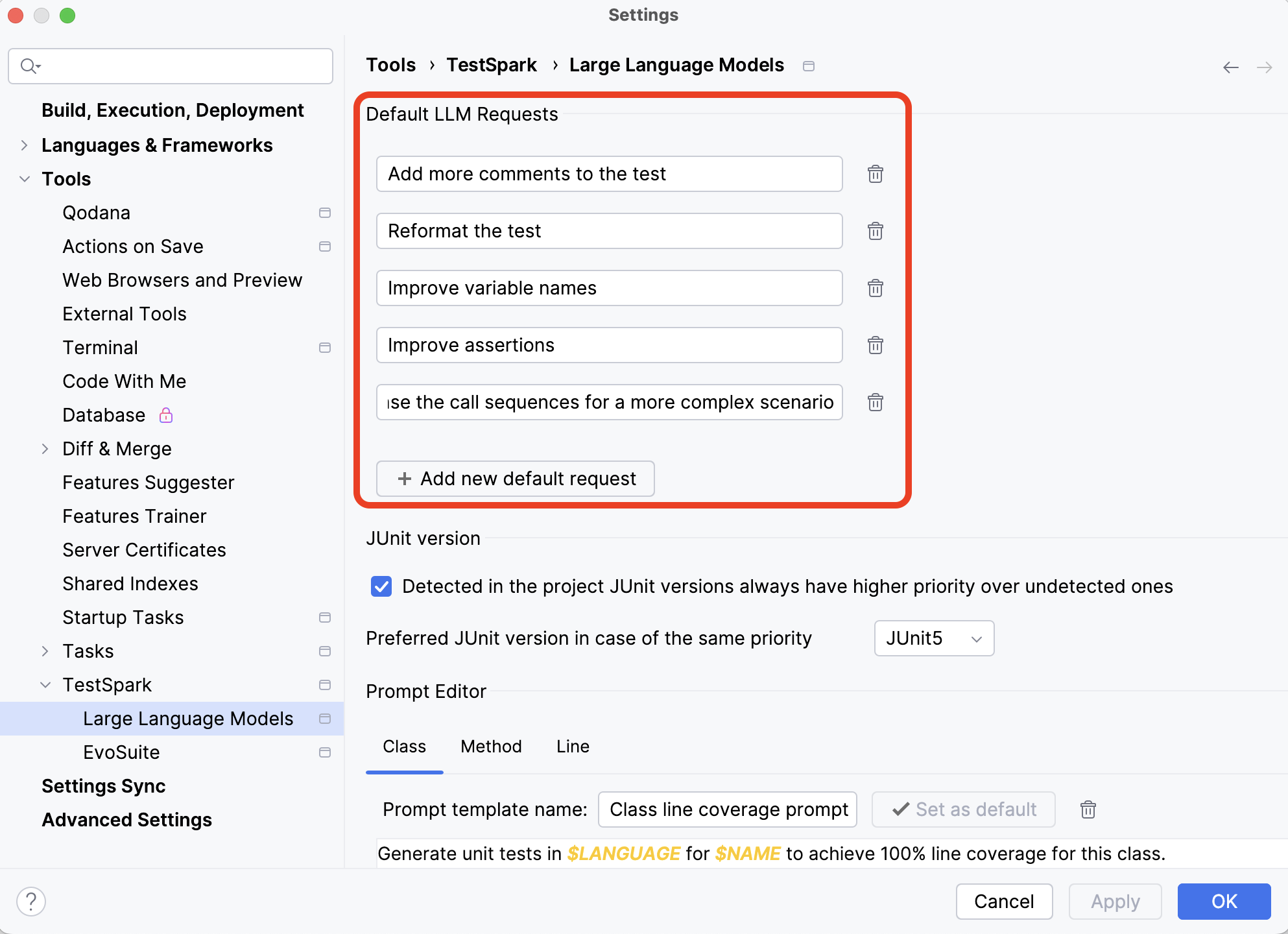 LLM default requests