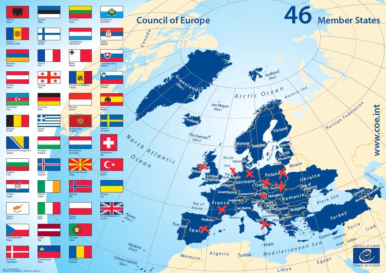 Map of the Council of Europe.