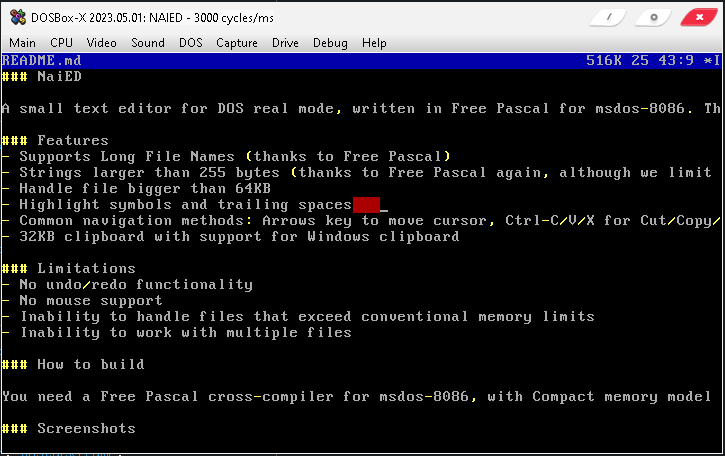 naied in dosbox-x